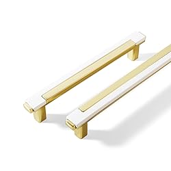 Kcmwsy 5 Pack White and Gold Cabinet Pulls Kitchen