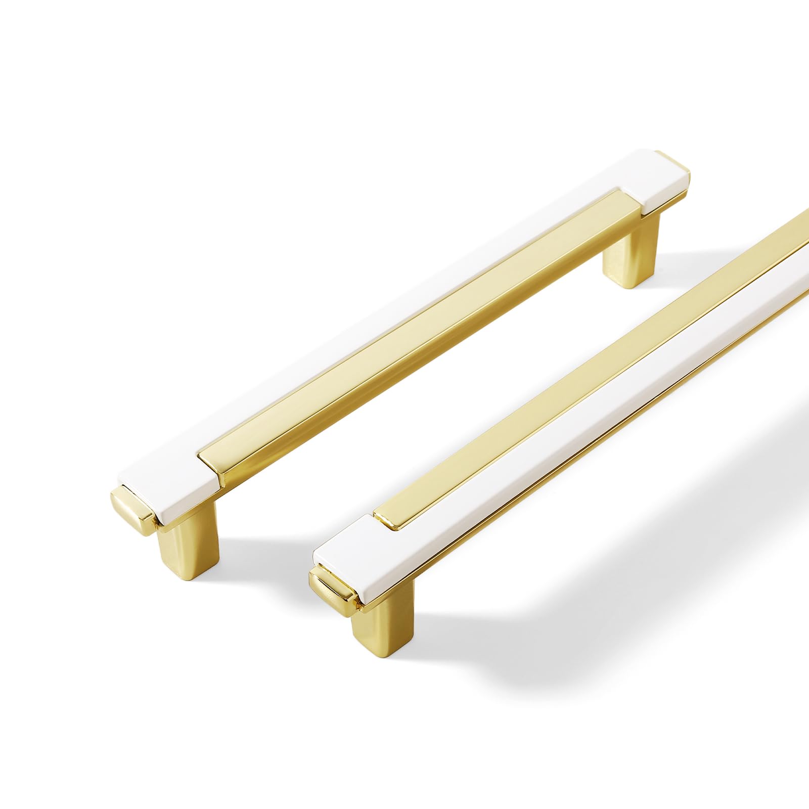 Kcmwsy 5 Pack White and Gold Cabinet Pulls Kitchen