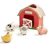 Itzy Ritzy Put &amp; Take Learning Toy - Sensory Activity Toy for Babies (Farm) | 4 Squeezable Farm Pieces Encourage Put &amp; Take Play, Hand-Eye Coordination, Problem Solving, Motor Skills, Early Learning