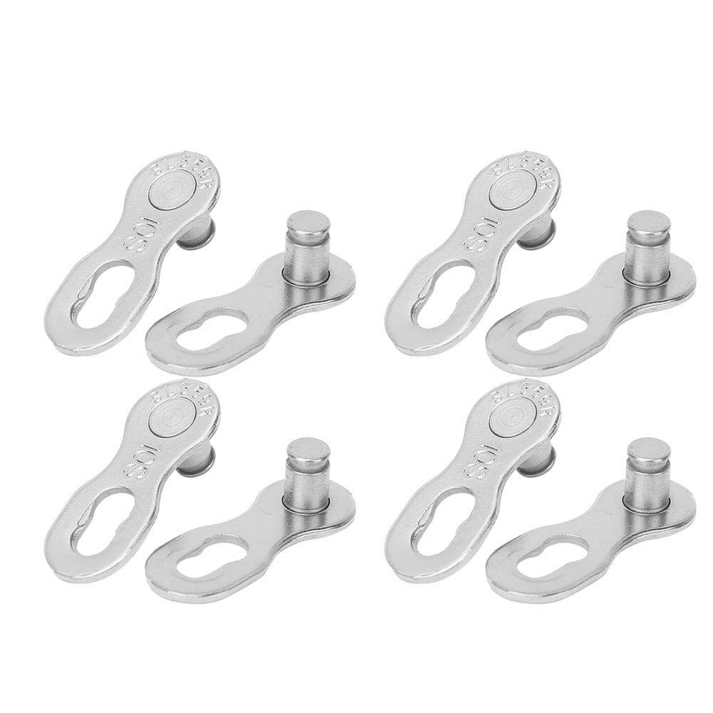 V GEBY Bike Chain Link, 4 Pairs High Strength Steel Bicycle Chain Connector 10 Speed Bike Chain Link Connector Cycling Accessory(Silver) Ride