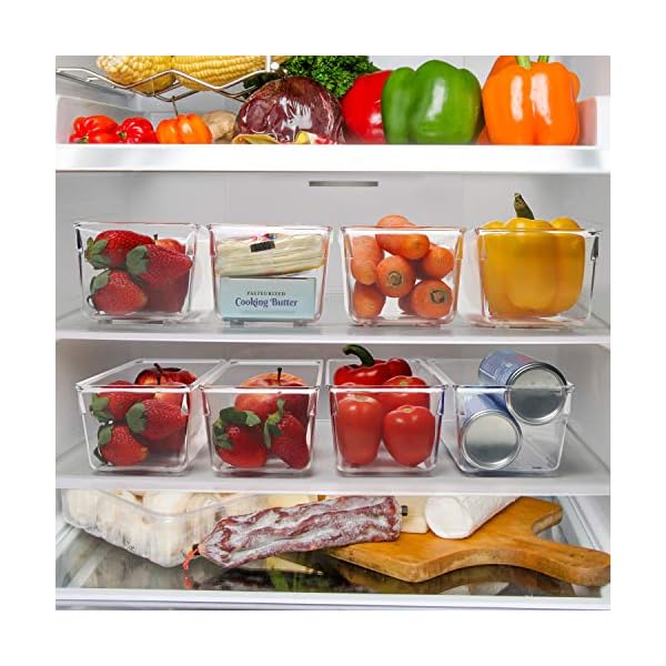 Kurtzy-Kitchen-Fridge-Cupboard-Storage-Trays-8-Pack-20cm787-Inches-Overall-Length-Clear-Plastic-Refrigerator-Bins-Bathroom-Pantry-Drawer-Freezer-and-Home-Storage-Organiser-Containers Kurtzy Kitchen Fridge & Cupboard Storage Trays (8 Pack) - 20cm/7.87 Inches Overall Length - Clear Plastic Refrigerator…