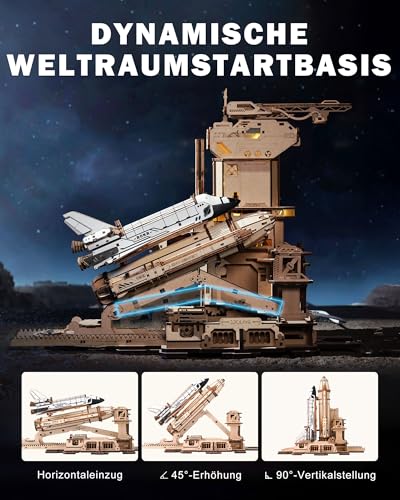 ROKR 3D Puzzle Wooden Space Shuttle, 3D Wooden Puzzle Adult Wooden Models Construction Kits, Gifts for Space Enthusiasts, Space Shuttle, LKA02