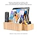MobileVision Bamboo Charging Station Stand & Multi Device Organizer Charging Dock w/Extension Compartments for Desktop Storage use w/Smartphones/Tablets & Includes 5-USB Port Charger