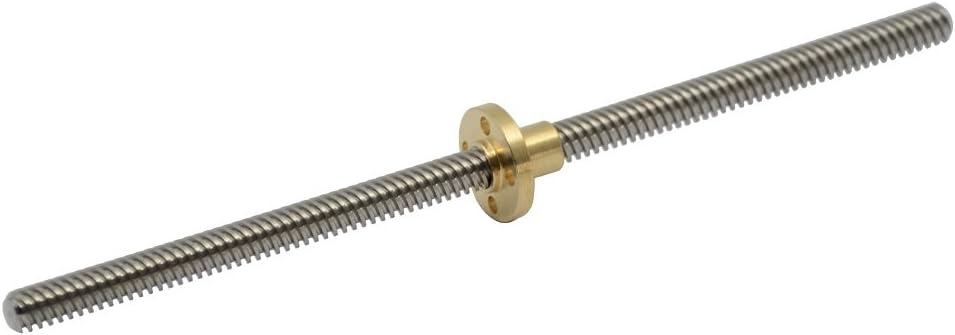 ReliaBot 150mm T8 Tr8x8 Lead Screw and Brass Nut (Acme Thread, 2mm Pitch, 4 Starts, 8mm Lead) for 3D Printer Z Axis