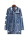 Dasior Women's Long Loose Fit Ripped Broken Denim Jacket Coat M Blue