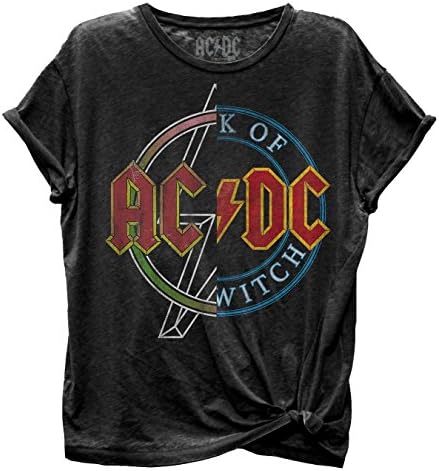 ACDC BOLT SWITCH SPLIT BLACK PEARL SIDE TIE CUFF SLEEVE JUNIOR TEE