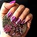 Flat Top Metallic False Nail Tips Acrylic Mirror Shine Surface Hot Pink Purple Middle Design Finger Nails N08
