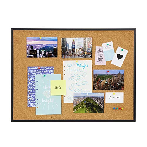 INNOVART Cork Bulletin Board 48" X 36" with 10 Push Pins, Corkboard