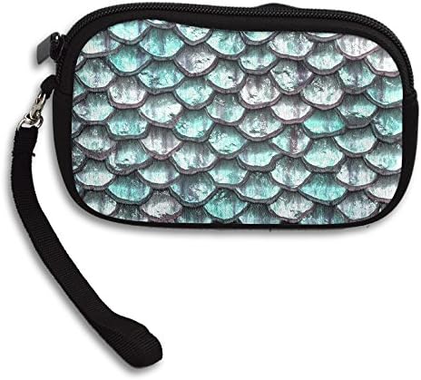 Aqua Mermaid Scales Retro Womens Small Wallet Coin Purse Clutch Handbag Best Valentine's Day Gift