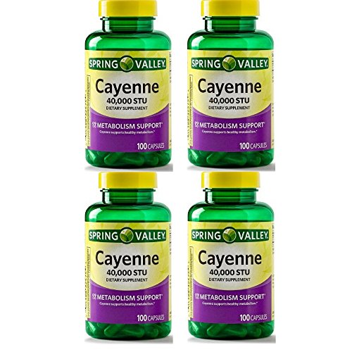 Spring Valley - Cayenne Fruit 40,000 STU, Whole Herb, 100 Capsules by Spring Valley (Pack of 4)