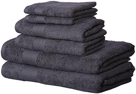 100% cotton towel set, 6 piece Bath Towel Set, Turkish Towels, 2 bath towels, 2 hand towels, 2 face towels, Soft, Quick Dry, Absorbent, Machine Washable (dark grey, 6 pc set)