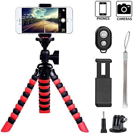 Keliiyo Phone tripod, Octopus Style Portable and Adjustable Camera Stand Holder Stabilizer with Bluetooth Remote and Universal Clip for Digital Product,Phone,GoPro (Large) …