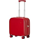 mixi Carry on Luggage, Suitcase with Spinner Wheels 16in Luggage Hardshell Lightweight Rolling Suitcases PC with Cover & TSA Lock, Red