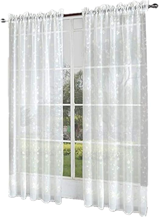 Amazon Com Comforhome Embroidery Sheer Curtain Drapes Blossom