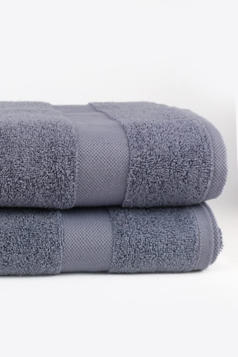 Taka Fabrics 2 Pieces Wave Collection Ultra Soft and Highly Absorbent 100% Turkish Cotton Towels Bath, Hand, Kicthen Facecloth Sauna Pool Guest Towels Sets (140x70cm-2 Pieces, Indigo)