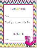 20 Magenta Roller Skates Fill-in Birthday Thank You Cards