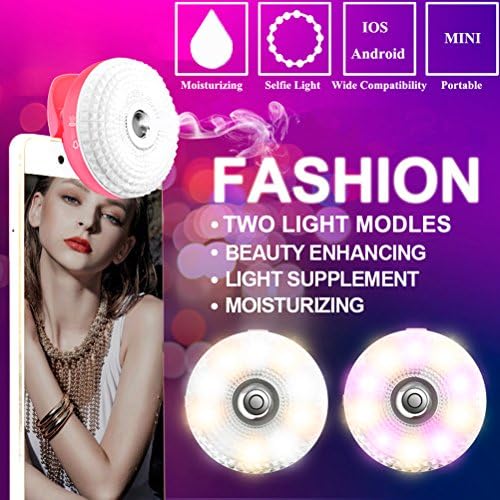 Selfie Ring Light,Werleo Rechargable Flash Fill Light Dimmable Night Shoot Camera Portable Facial Mist Sprayer Mini Water Replenishing Humidifier for iPhone Sumsung Galaxy Note Android Phones Tablets