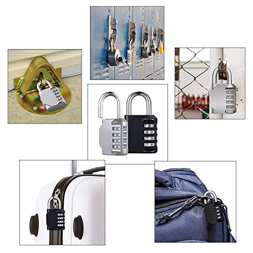 Connyam 2 Pack 4 Digit Combination Padlock, Luggage Lock Number Code Lock for Travel Suitcases Luggage Bag School Gym Lockers Filing Toolbox Case Door Fence Hasp Cabinet Storage