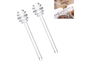 MOLLENSIUER 2Pcs 6 Inches Clear Glass Honey Dipper Sticks Stirring Sticks Server Honey Spoon for Honey Jar Dispense Drizzle Honey and Wedding Party Favors
