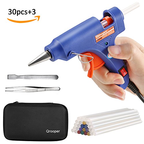 Hot Glue Gun with Small Nozzle Tip and Glittery Glue Sticks Rapid Heating Technology Glue Gun Kit with Storage Bag for Home & Office DIY Craft Projects and Repairs (20Watt Blue)