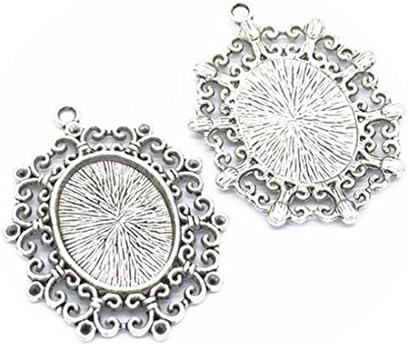 3 PCS Ancient bronze/Ancient silver bottom bracket Cameo Cabochon Base Setting Charm Pendant (Ancient silver)