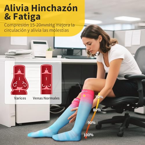 CAMBIVO Compression Socks Women Men 3 Pairs, Compression Socks 15-20 mmHg, Breathable Long Socks, Compression Socks for Sport, Running, Cycling, Traveling by Plane, Nurse, Fashion