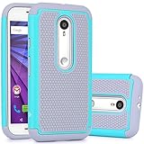 Moto G (3rd Gen) Case, LK [Shock Absorption] Hybrid Dual Layer Armor Defender Protective Case Cover for Motorola Moto G 3rd Generation 2015 (Mint)
