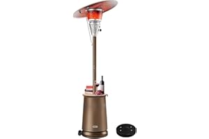 Mars Explo 50,000 BTU Patio Heater for Outdoor Use With Adjustable Heat Focusing Top, Portable Propane Patio Heater with Wheels, Stainless Steel Burner for Porch, Deck, Garden, Commercial (Brown)