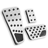 LEXLEY 3PCS Anti-Slip Aluminum Brake Gas Parking Pedal Pads,Auto No Drilling Accelerator Pedal Covers Only for Dodge 2010-2018 RAM 1500 2500 3500,2019-2024 RAM 1500 Classic-Sliver