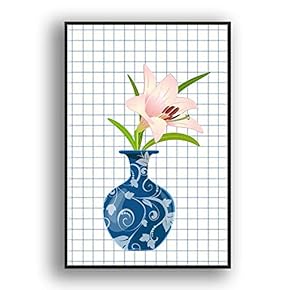 Framed Canvas Wall Art Beautiful Flowers in Grid Giclee Print Gallery Wrap Modern Home Prints Ready to Hang - 16x24 inches
