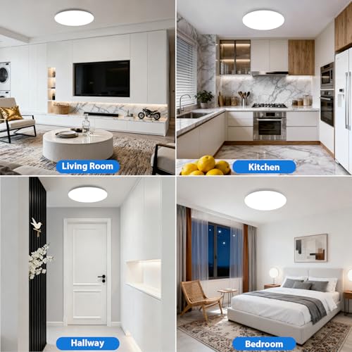 Swoieltr LED Ceiling Lamp 24W 2800 Lumens Waterproof IP54 6500K Ultra Thin Ceiling Lamp Suitable for Bathrooms, Living Rooms, Kitchens, Bedrooms and Offices.