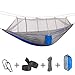 NAVESTAR Double Hammock with Bug Net, Durable Camping Hammock with Net, Comfortable & Compact for Outdoor Backpacking Hiking/Indoor Garden Yard - Gray & Navy