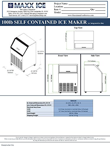 Maxx Ice MIM100X Energy Star Commercial 100 Pound Self Contained Clear Ice Maker - REFURBISHED - Thumbnail 6