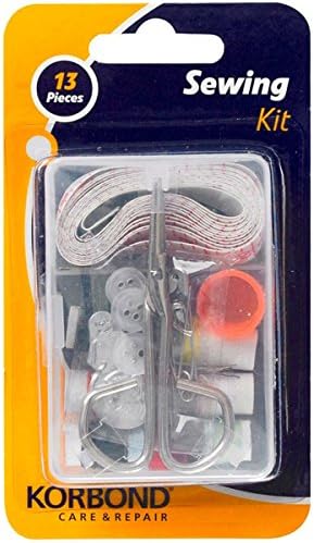 Korbond Sewing Kit - 15 Piece Essential Sewing Kit for Repairs and Projects, Clear, 13