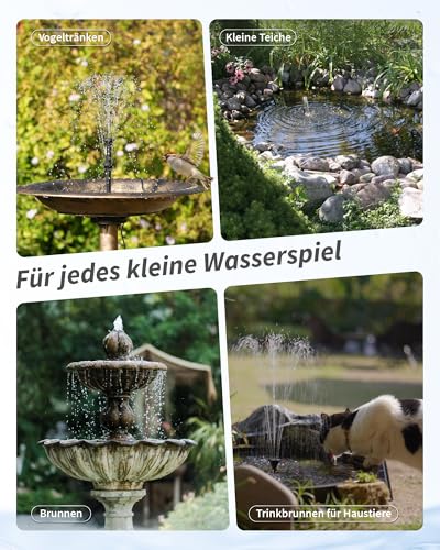 POPOSOAP Solar Fountain with Filter, 6.5 W Solar Fountain for Outdoor Use for Stable Daily Operation, Compact Filter Box for Small Pond, Bird Bath or Aquarium