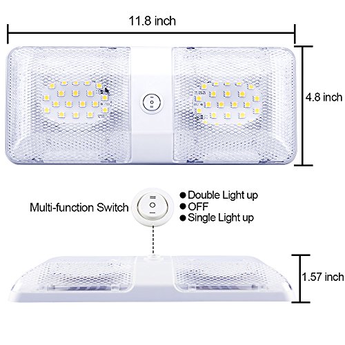 LED RV Ceiling Dome Light Fixture with 3Way Switch 12V RV Replacement