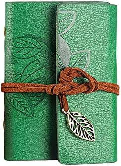 Lvcky Retro Card Holder Wallet Business Credit ID Name Cards Organizer Display with Elastic Band for Travel Gift 20 Card Slots Green(Green)