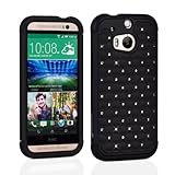 Fosmon HYBO-SD Diamond Star Design Hybrid Case for HTC One (M8) 2014 - Retail Packaging (Black)