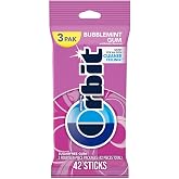 ORBIT Gum Bubblemint, Chewing Gum Sugar Free, 3 Packs, 14 Pieces | Orbit Bubblemint sugar free chewing gum, mint gum, bubble gum taste, 3 packs, 14 pieces each, 42 total pieces