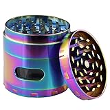 DCOU New Design Premium rainbow Herb Grinder 2.2 Inches 4 Piece with Pollen Catcher Durable Zinc Alloy Spice Grinder
