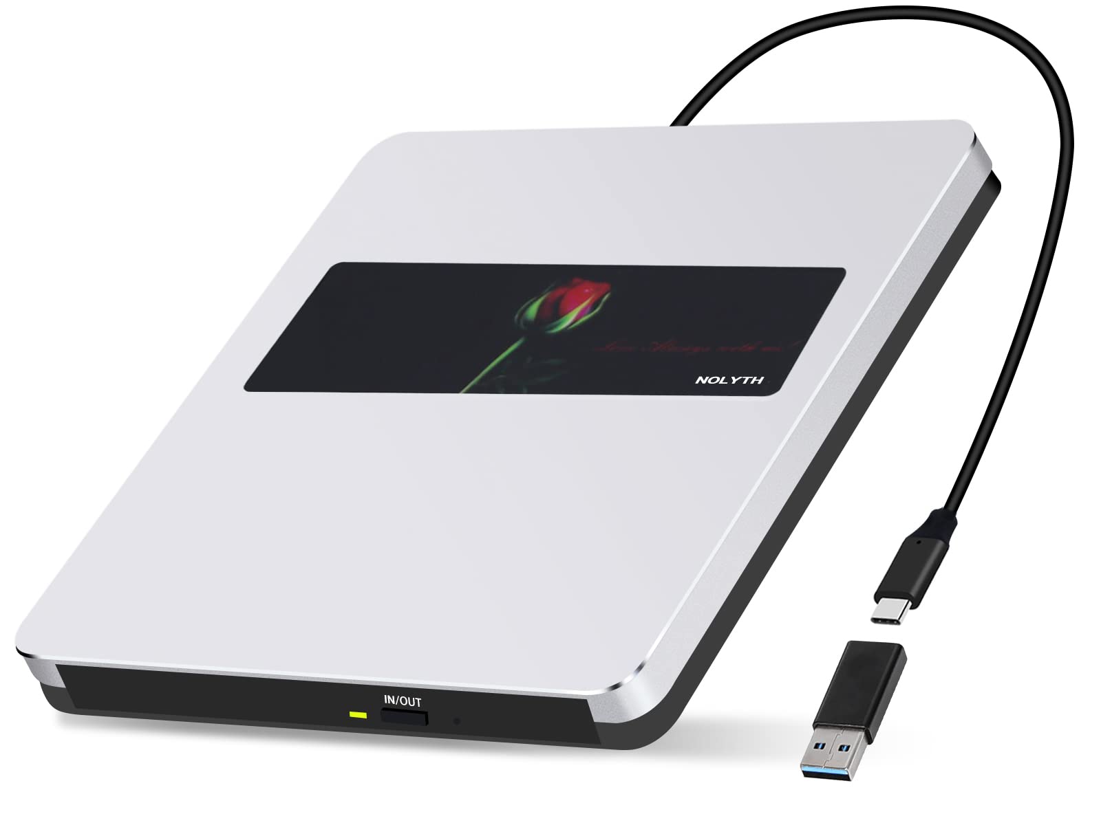 NOLYTH External CD Drive for Mac USB C SuperDrive for Apple, Portable DVD Drive Player for Laptop, Slim CD Burner Optical CD/DVD Drives Disk Reader for PC MacBook Computer Desktop