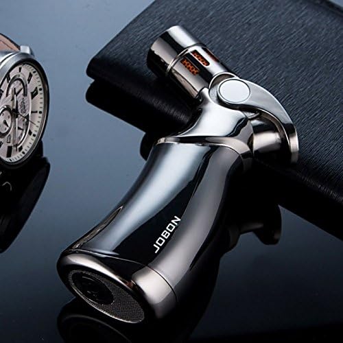 Genuine JOBON Luxurious Windproof Quad Jet Flame Butane Gas Torch Cigar Lighter GUN METAL