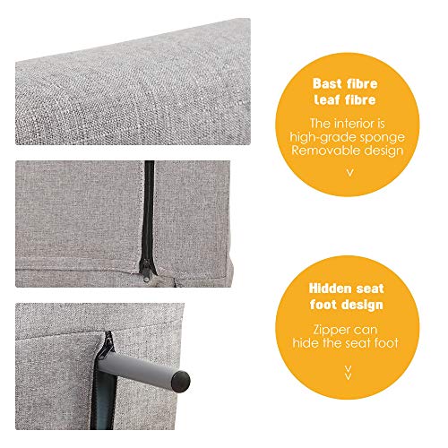 windaze Folding Sofa Bed Portable Sleeper Chaise Lounges with Detachable Armrest and Memory Foam Mattress,Leisure Recliner Lounge Couch for Guest(Grey) - Thumbnail 4