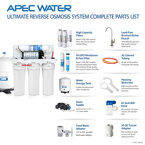 APEC Water Systems RO-PUMP-120V Top Tier Ultra Safe Reverse Osmosis Drinking Water Filtration System with US Made Booster Pump