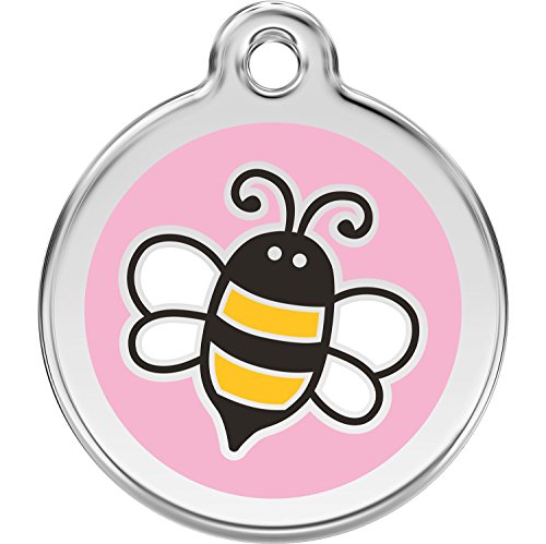 Red Dingo Personalized Bumble Bee Pink Pet ID Dog Tag (Large)