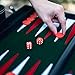 Smart Tactics Premium Backgammon Set - Large 17'' Wood & PU Leather Folding Backgammon Board Game - Green/White/Red Felt Interior - Includes Dice Cups, Doubling Cube & Instruction Manual