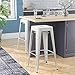Furmax 30 Inch Metal Bar Stools - High Backless Stackable Kitchen Stools Set of 4 (Distressed White)