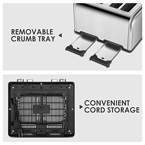 REDMOND 4 Slice Toaster, Countdown Stainless Steel Toaster with Bagel