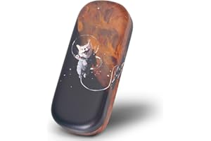 iGeyzoe Hard Shell Glasses Case – Shockproof PU Leather Eyeglass Case Holder Portable With Glass Clean Cloth for Men & Women