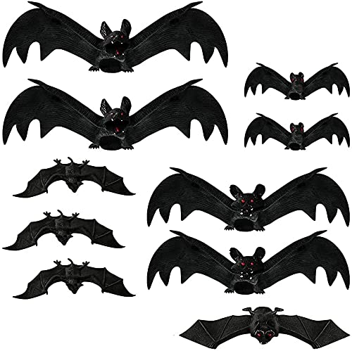 HKSICHENGKEJIUK 10Pcs Realistic Bats Rubber Hanging Fake Bat Halloween Decoration for Halloween Party Decor